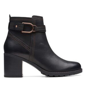 Clarks Womens Leda Strap Black Boots (NWT)